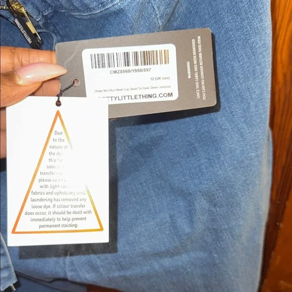 PrettyLittleThing Indigo Denim Jumpsuit - Picture 2 of 6